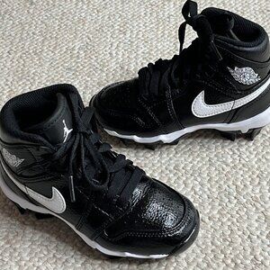 Nike Air Jordan 1 Mid Size 10C Child Black Football Baseball Cleats HF6883-001